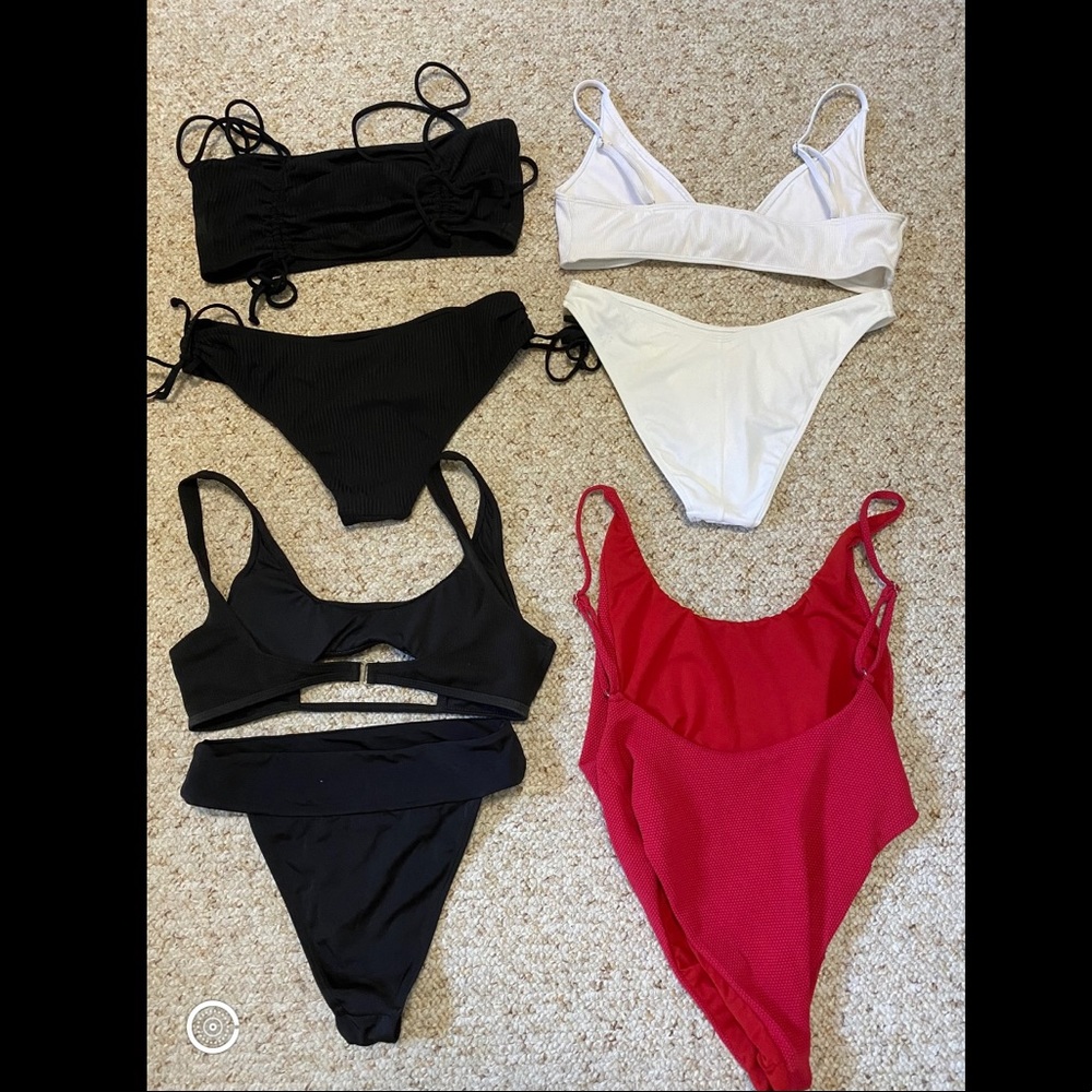 3 bikini sets, and 1 one piece